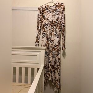 Free people printed long sleeve maxi dress